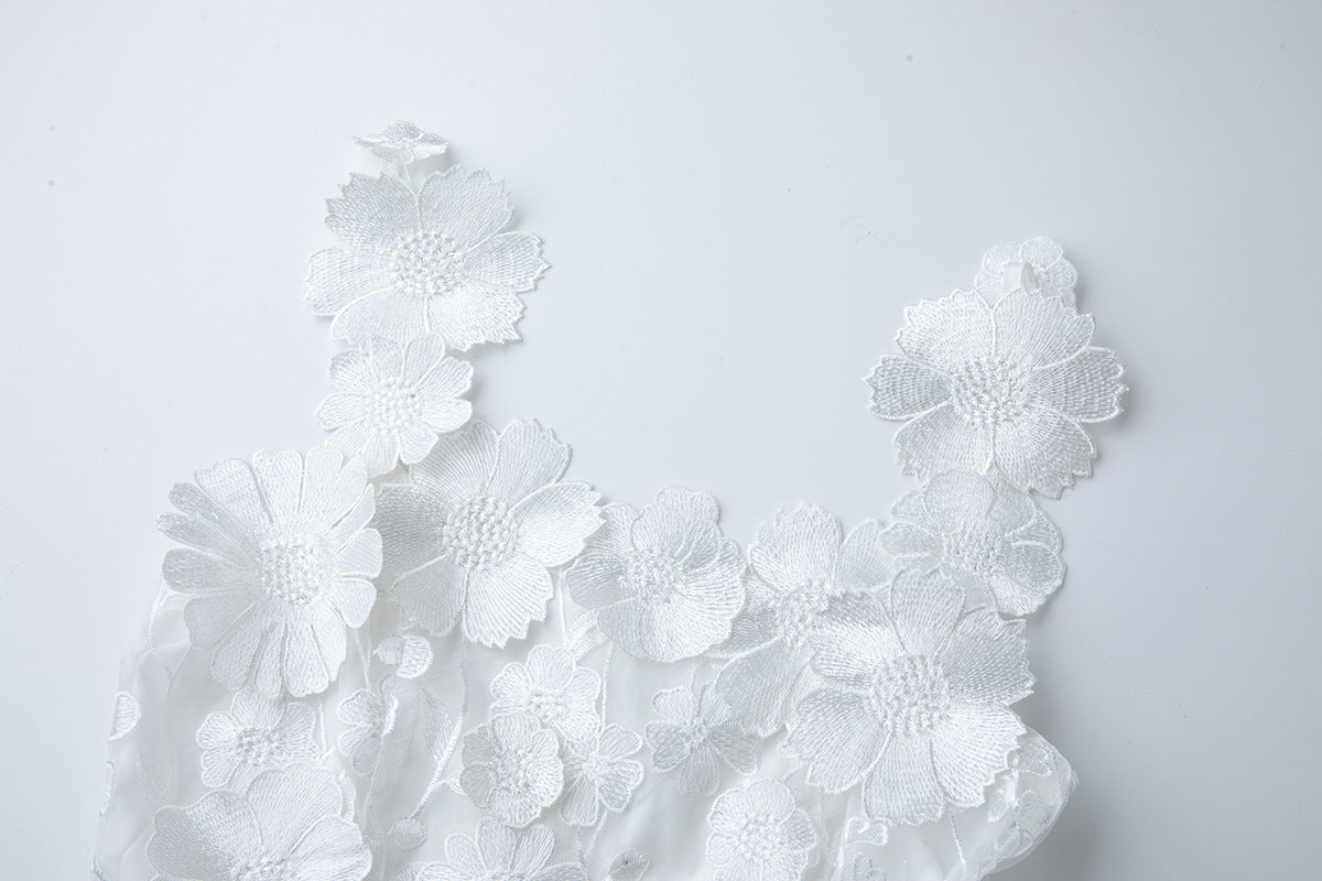 White 3D Floral Lace Dress