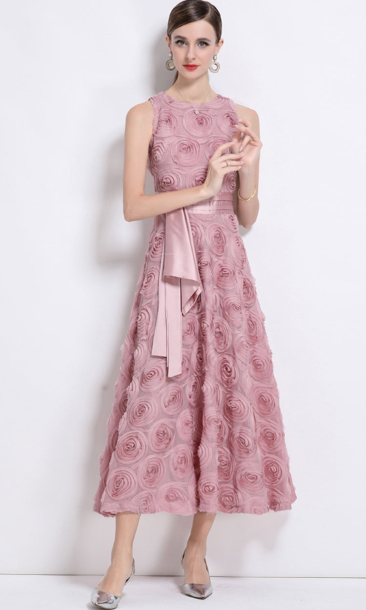 Rosette Blush Cascade Dress