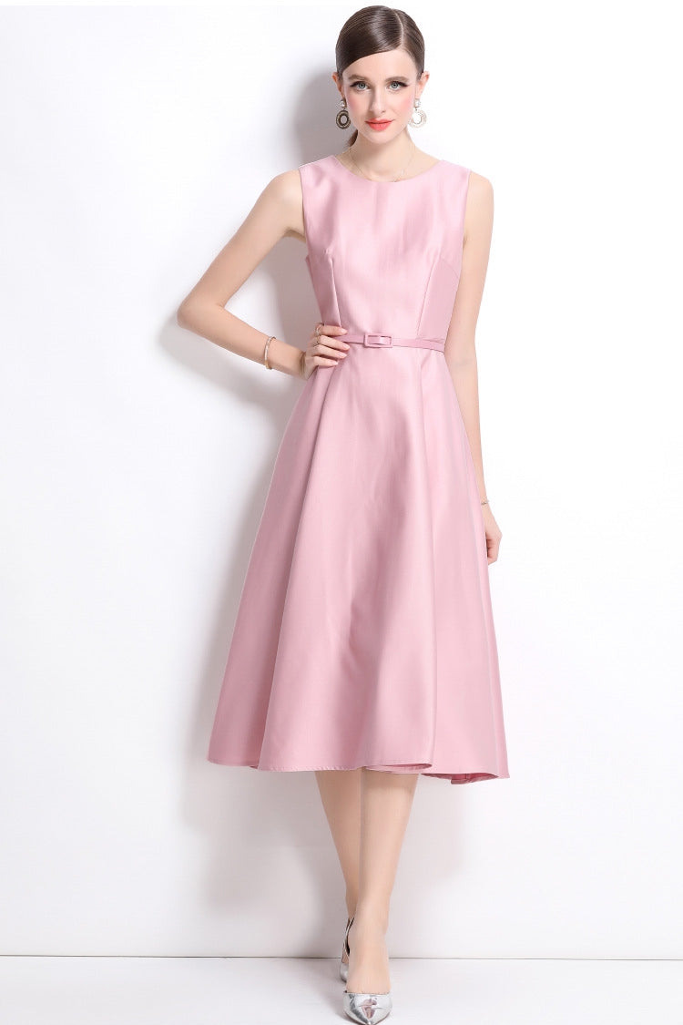 Graceful Pink A-Line Midi Dress