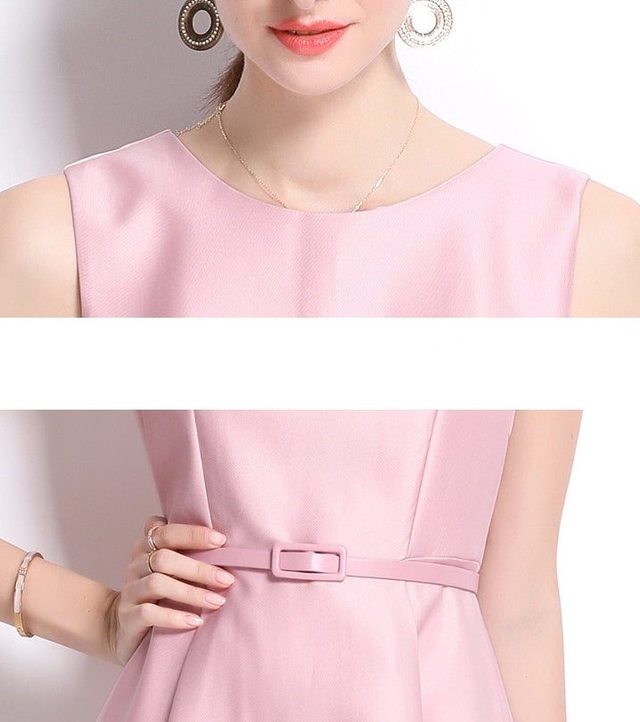 Graceful Pink A-Line Midi Dress