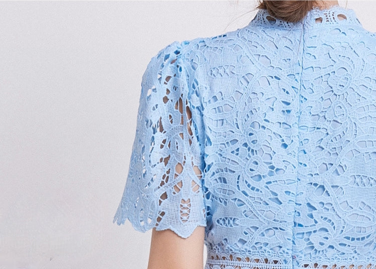 Sky Blue Lace Midi Dress