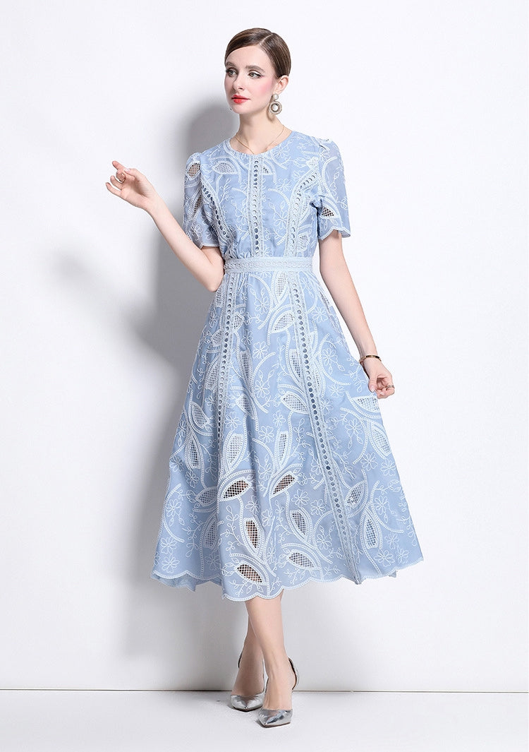 Bluebell Elegance Embroidered Midi Dress