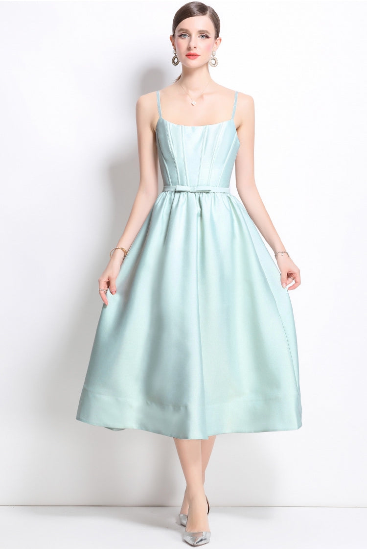 Mint Elegance Satin Midi Dress - 904961972192_MINTGREEN