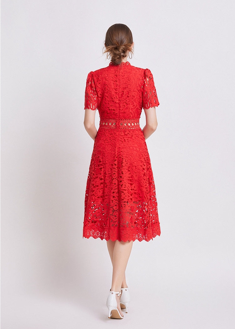 Scarlet Lace Midi Dress