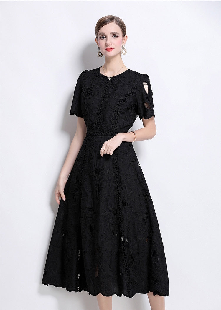 Midnight Grace Embroidered Midi Dress