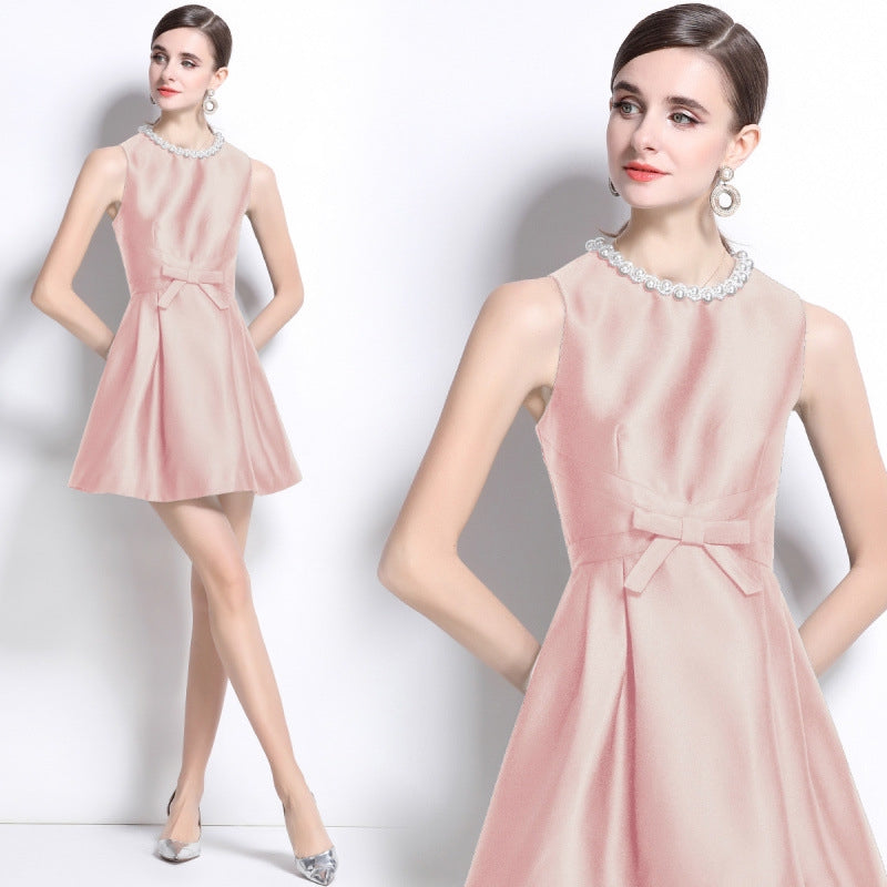 Blush Pearl-Neck Sleeveless Mini Dress - 899034048641_PINK