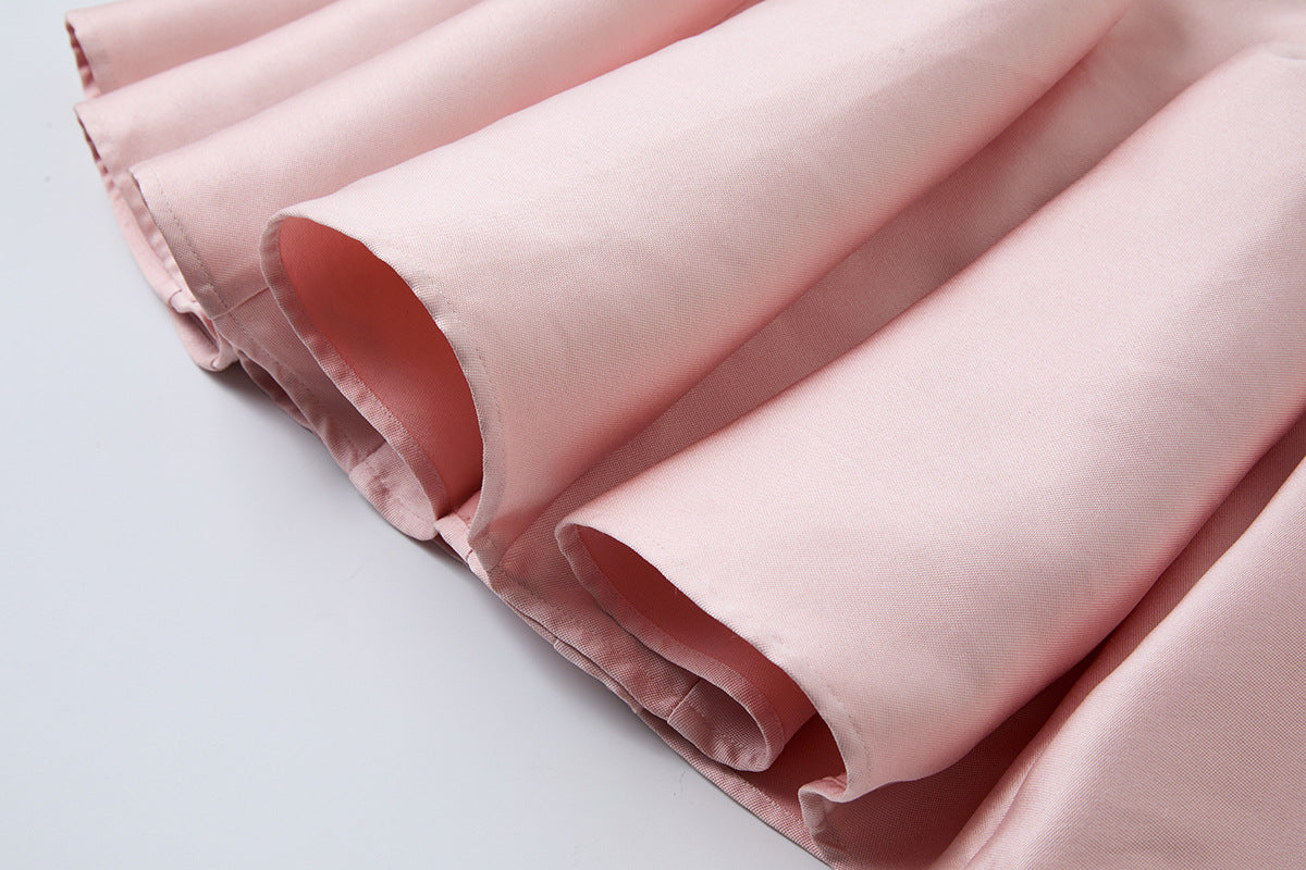 Elegant Pink Satin Strapless Mini Dress