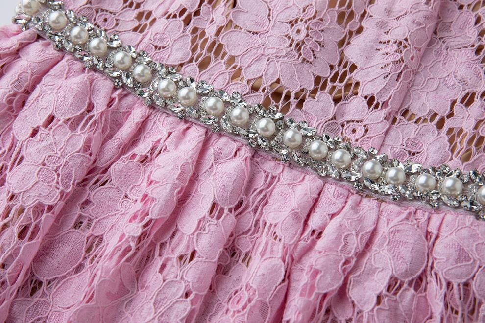 Blush Belle Embellished Lace Maxi Dress