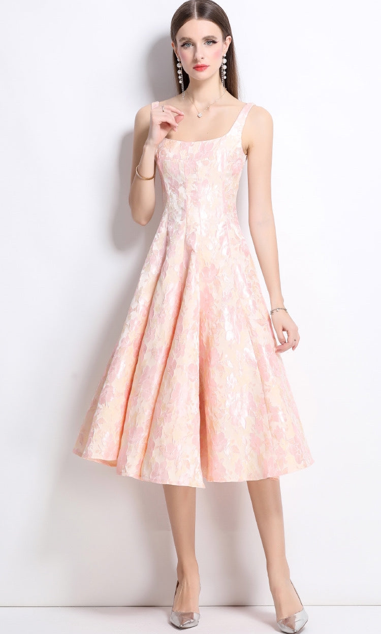 Floral Jacquard Midi Dress