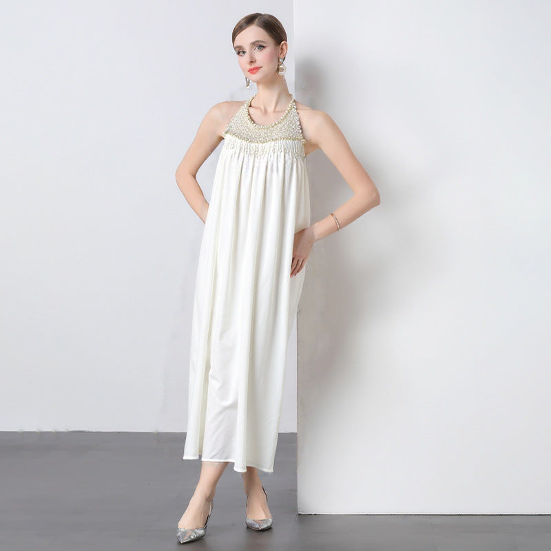 Pearl Drop Pleated Dress