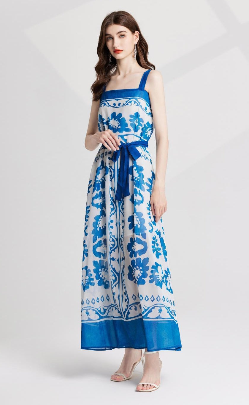 Azure Bloom Maxi Dress - 909280320318_BLUE