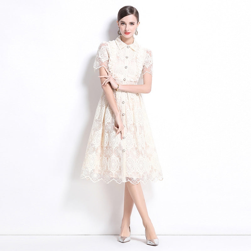 Elegant Vintage Lace Midi Dress