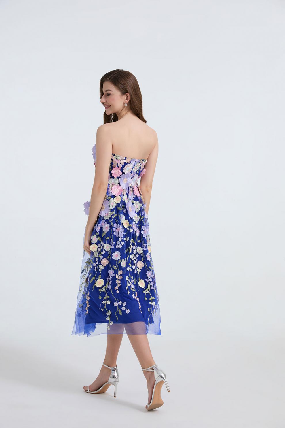 Enchanted Garden Strapless Floral Dress - 903101210253_BLUE