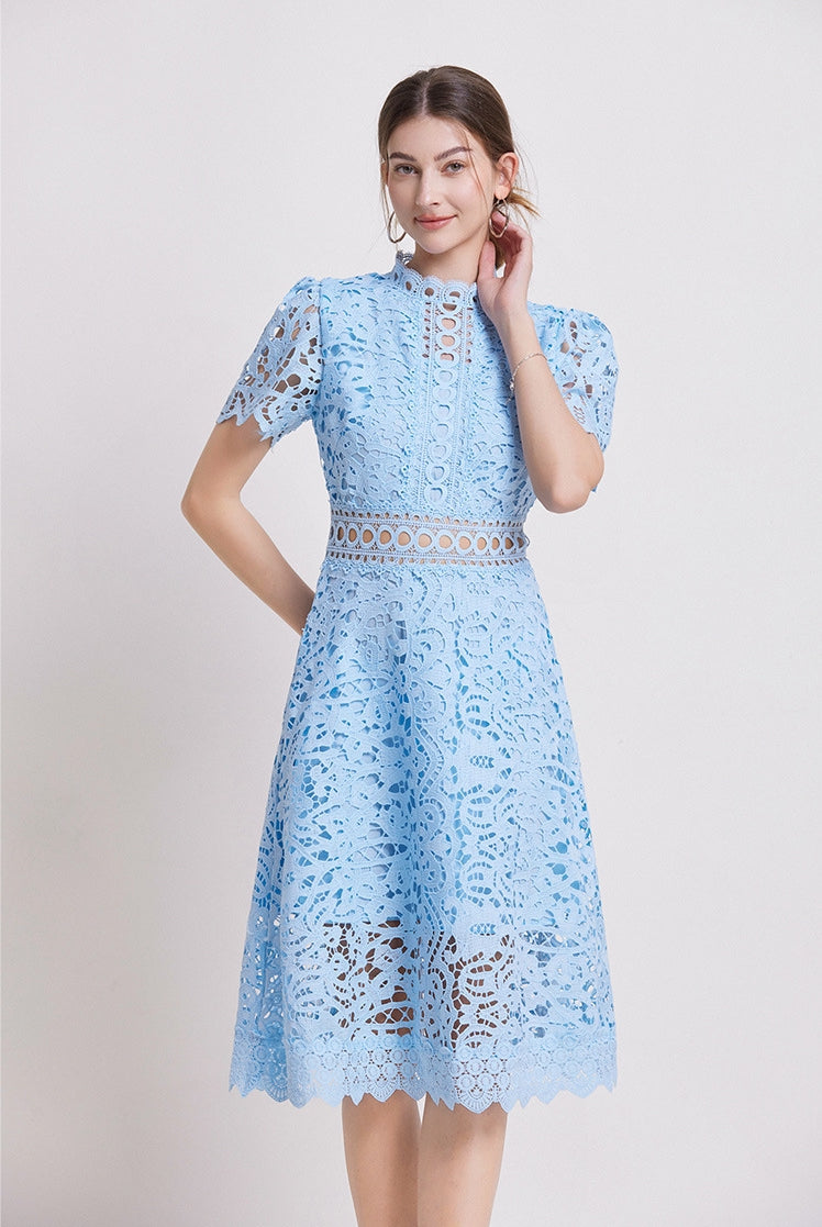 Sky Blue Lace Midi Dress
