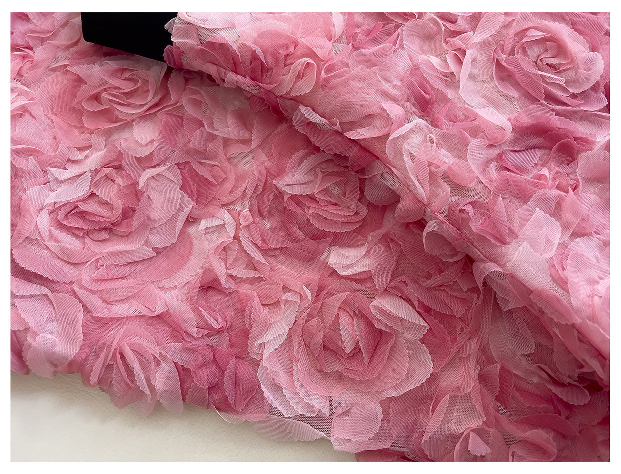 Elegant 3D Floral Midi Dress