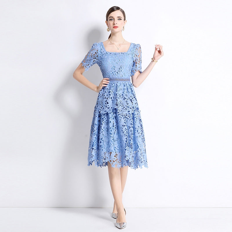 Serene Sky Lace Midi Dress