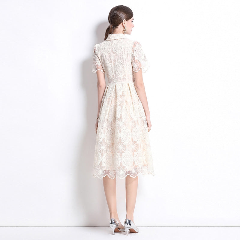 Elegant Vintage Lace Midi Dress