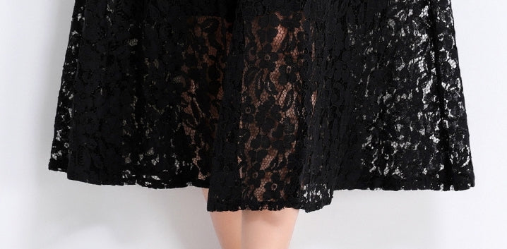Black Lace Military Midi Dress