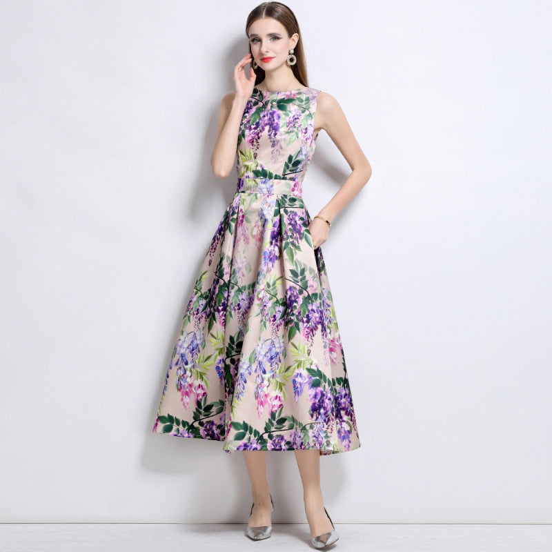 Lavender Cascade Floral Dress