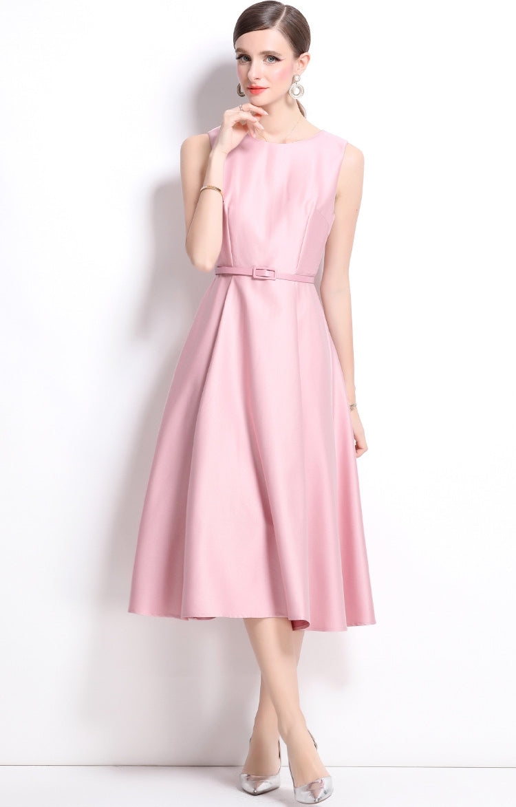 Graceful Pink A-Line Midi Dress