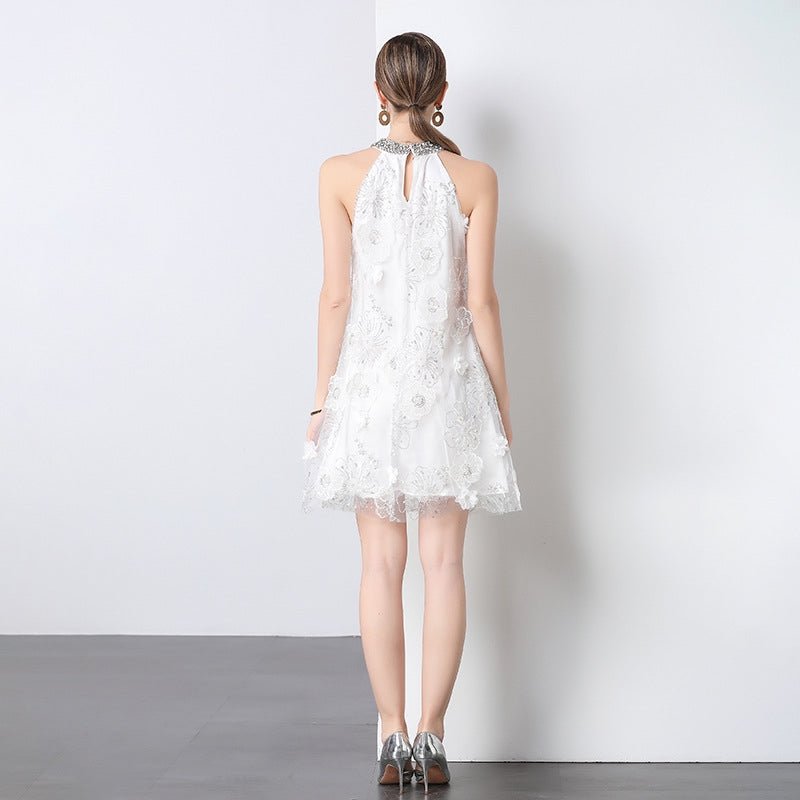 Ivory Grace Embellished Floral Dress - 903097354318_WHITE