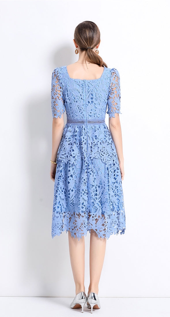 Serene Sky Lace Midi Dress