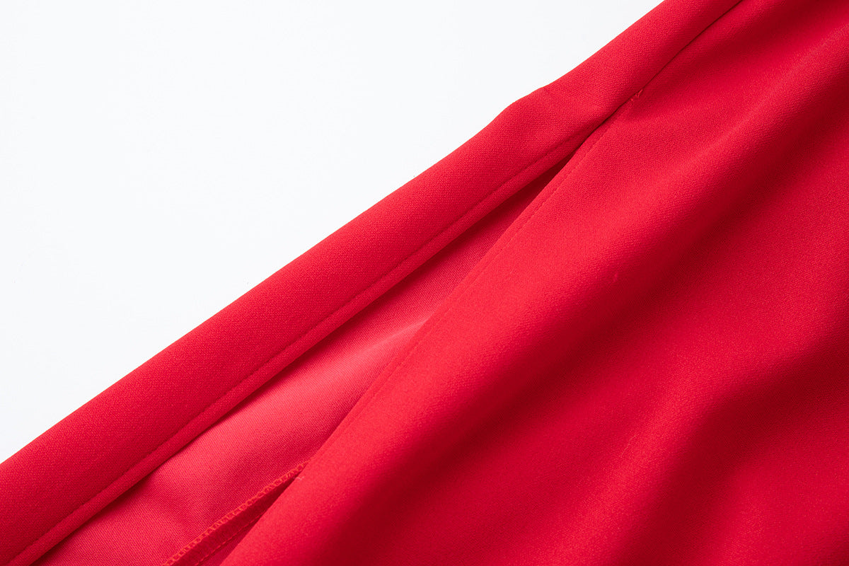 Red One-Shoulder Cutout Gown