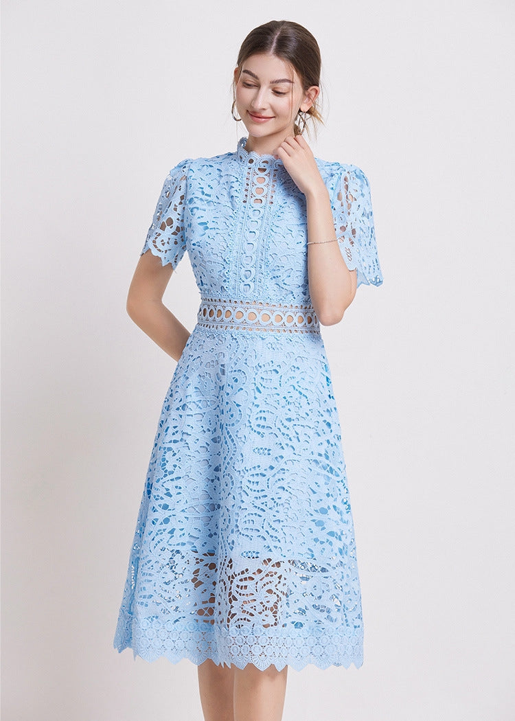 Sky Blue Lace Midi Dress