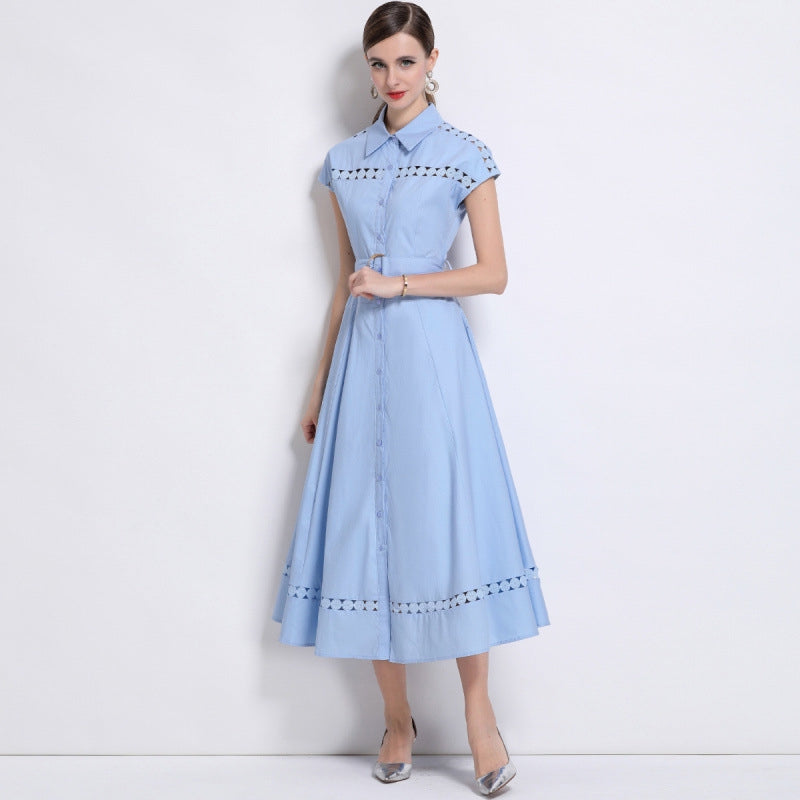 Sky Breeze Belted Shirt Dress