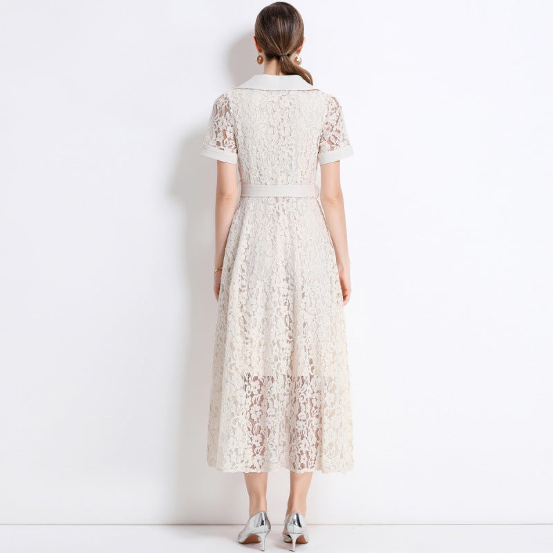 Cream Lace Utility Midi Dress