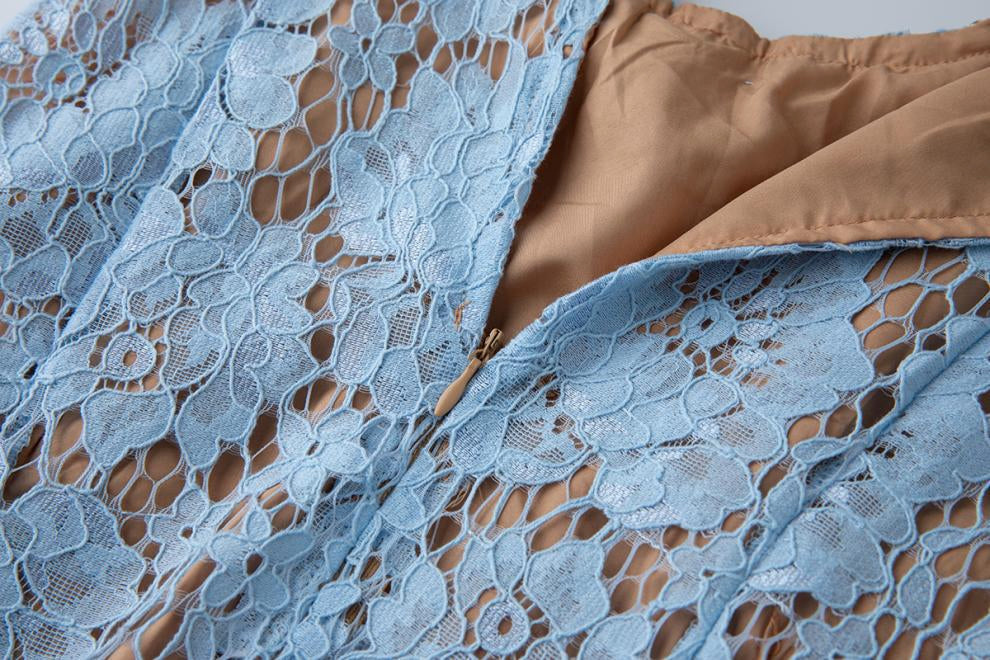 Serene Azure Lace Midi - 915910428490_BLUE
