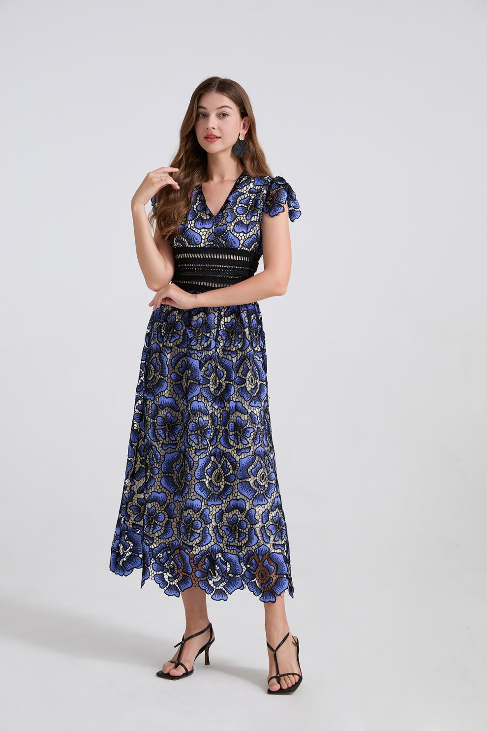 Sapphire Bloom Maxi Dress - 915238273958_BLUE