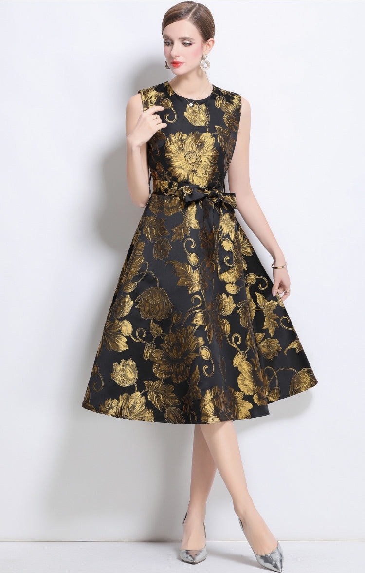 Gilded Bloom Cocktail Dress - 904078506401_GOLD