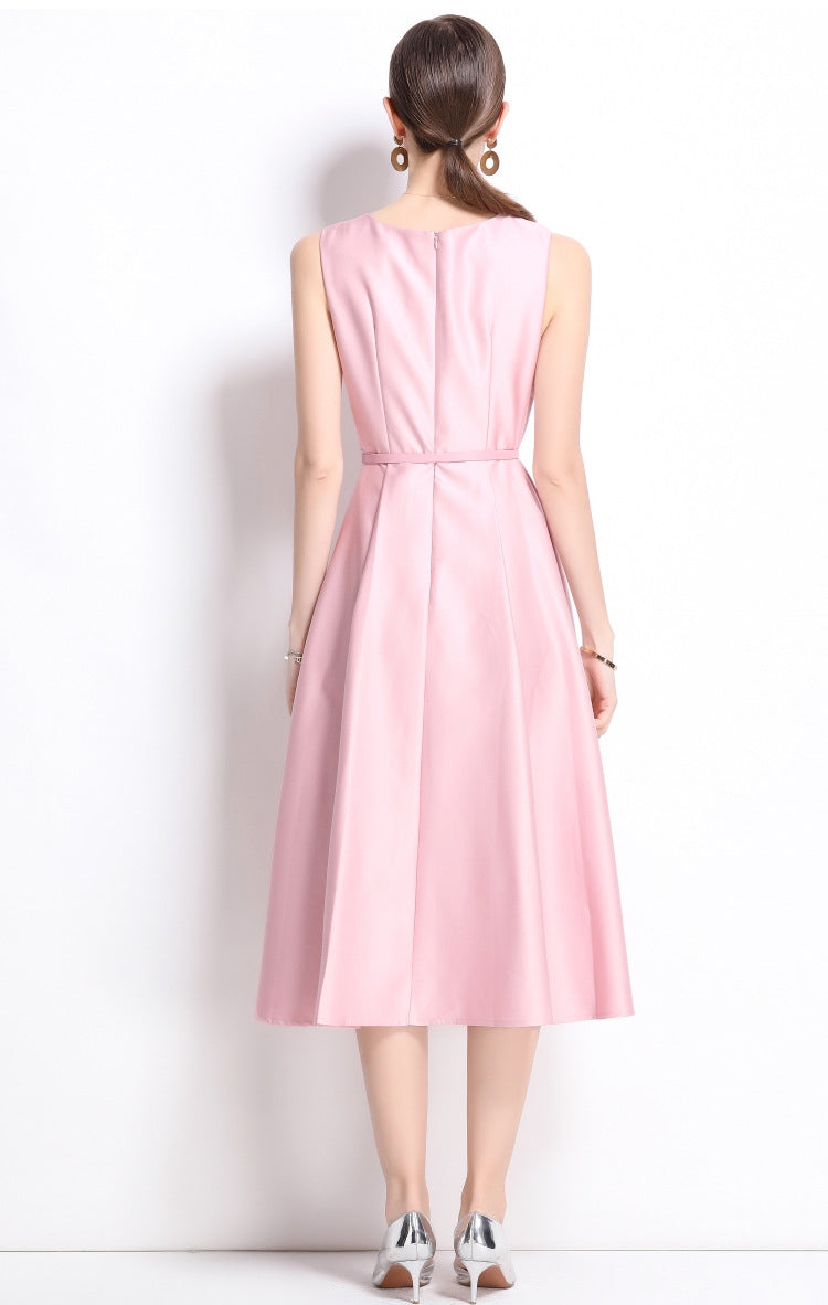 Graceful Pink A-Line Midi Dress