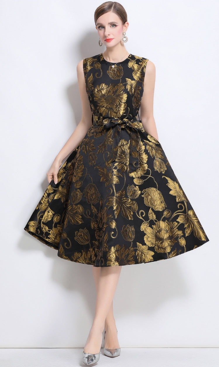 Gilded Bloom Cocktail Dress - 904078506401_GOLD