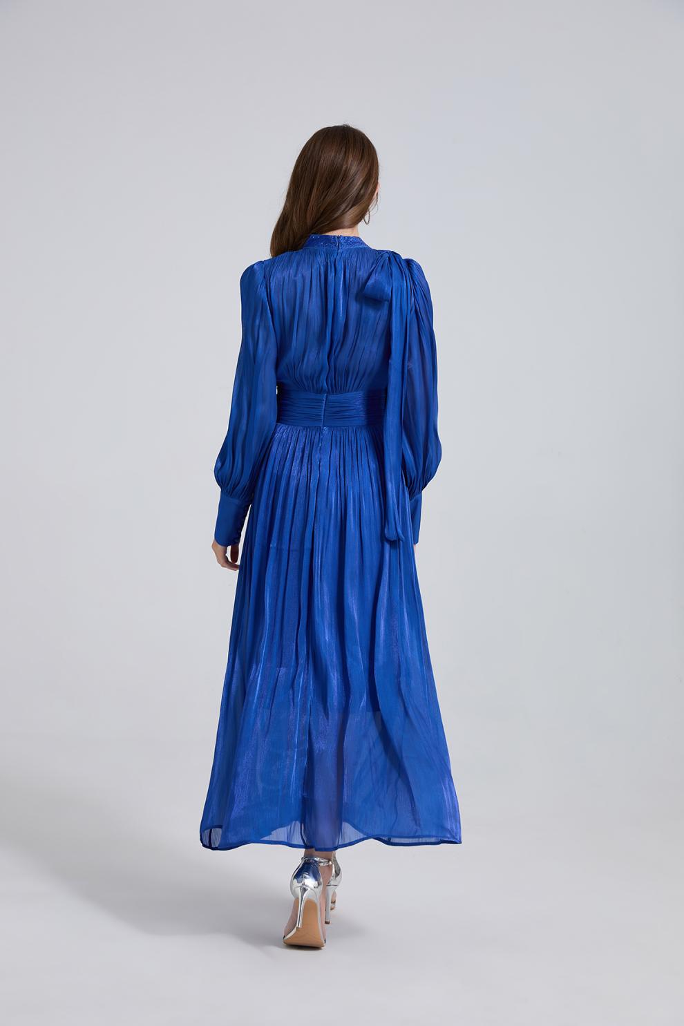 Royal Radiance Pleated Satin Dressy - 905557854806_BLUE