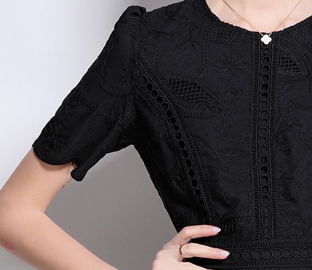 Midnight Grace Embroidered Midi Dress