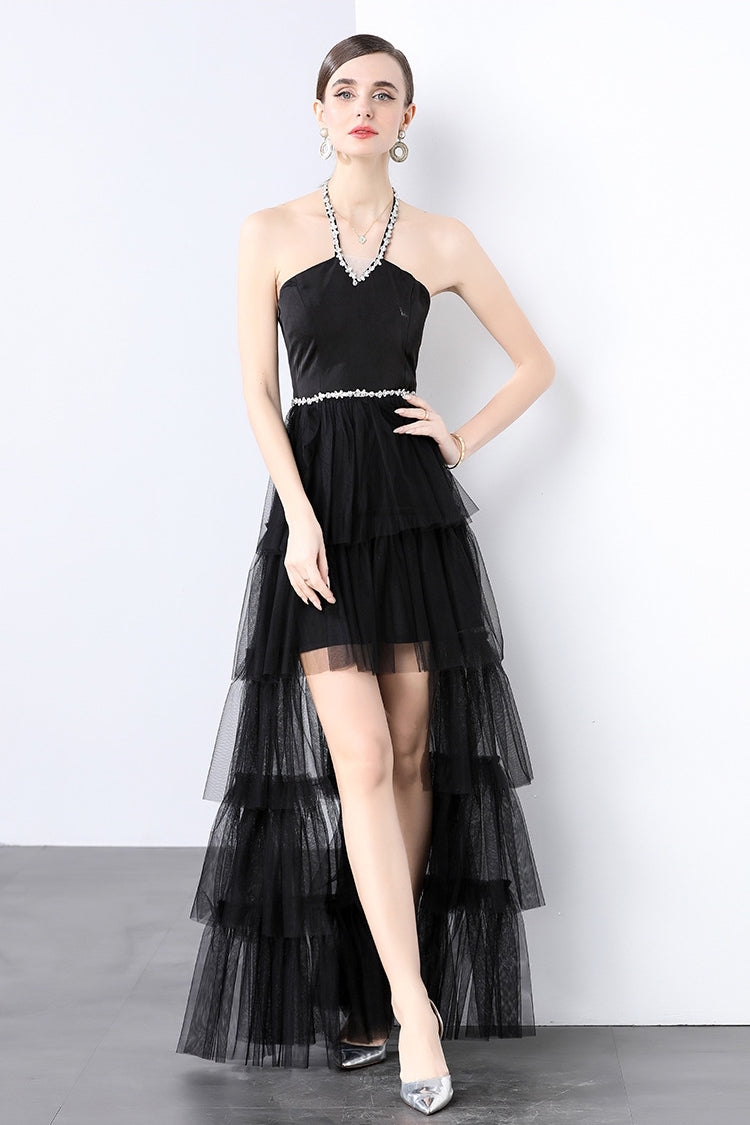 Midnight Ruffle High-Low Gown