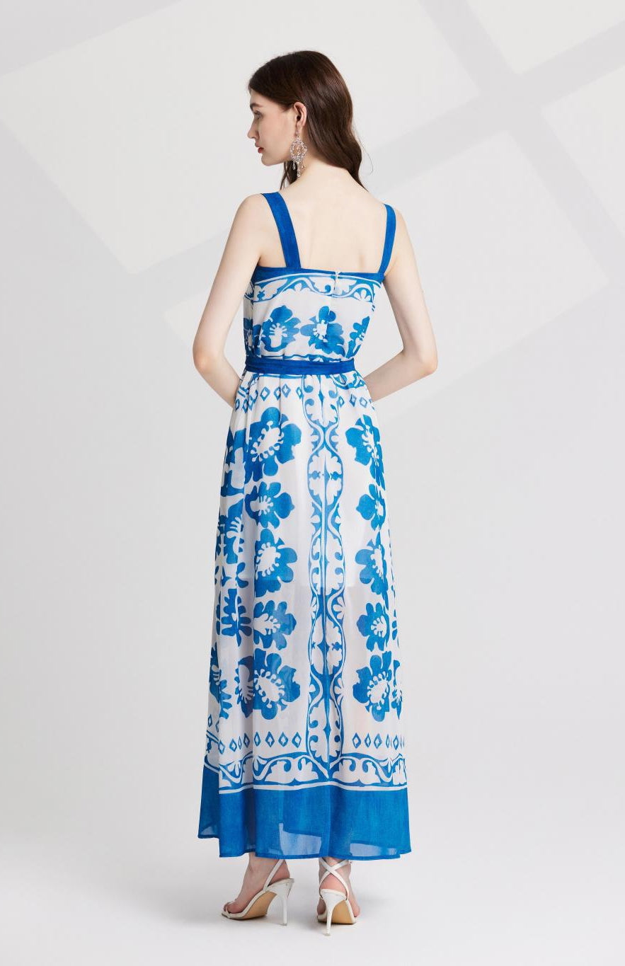 Azure Bloom Maxi Dress - 909280320318_BLUE