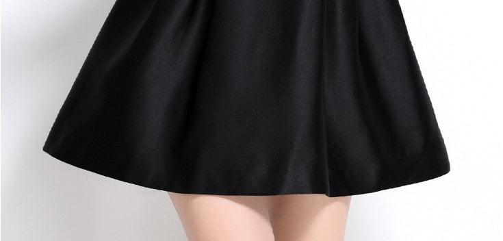 Elegant Pearl-Trimmed Black Mini Dress - 899034048641_BLACK