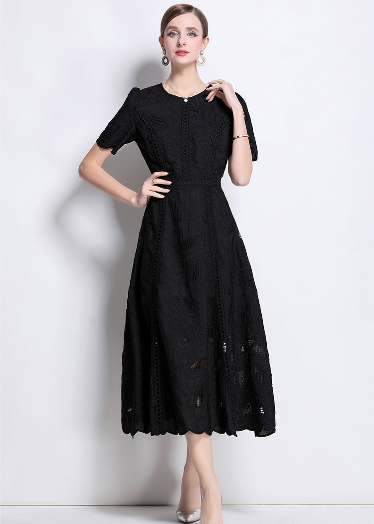 Midnight Grace Embroidered Midi Dress