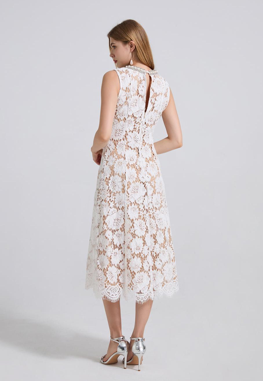 Elegance Bloom Midi Dress - 915910428490_APRICOT