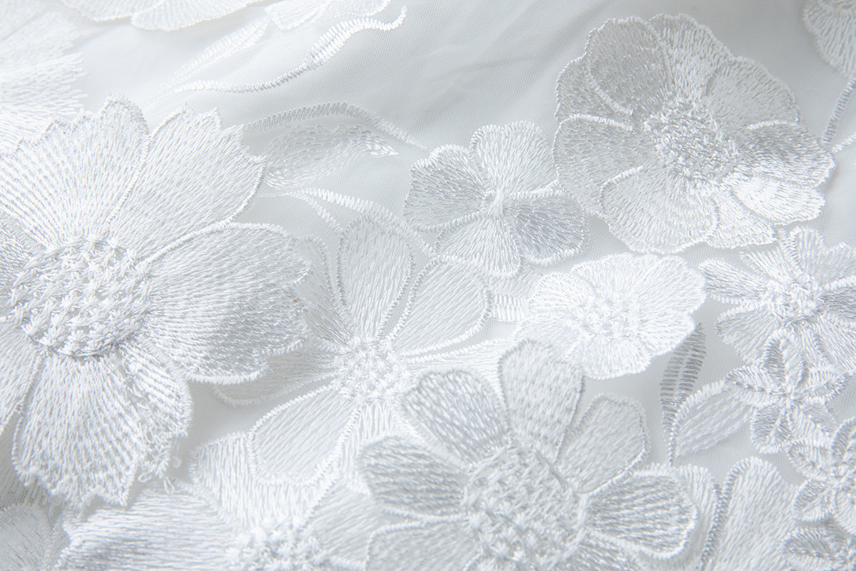 White 3D Floral Lace Dress