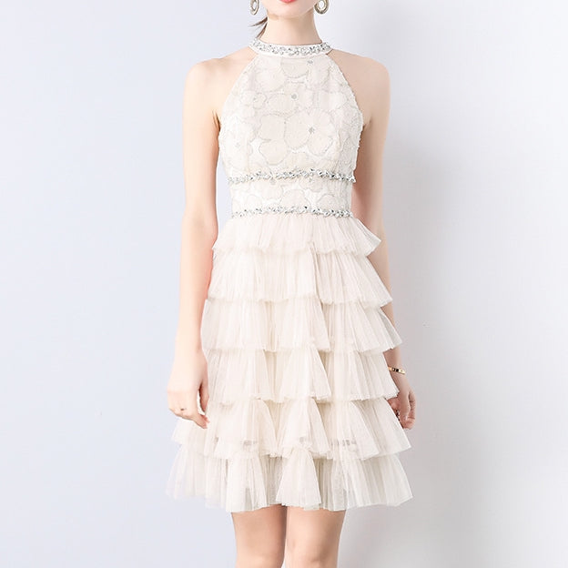 Ivory Elegance Tiered Tulle Dress