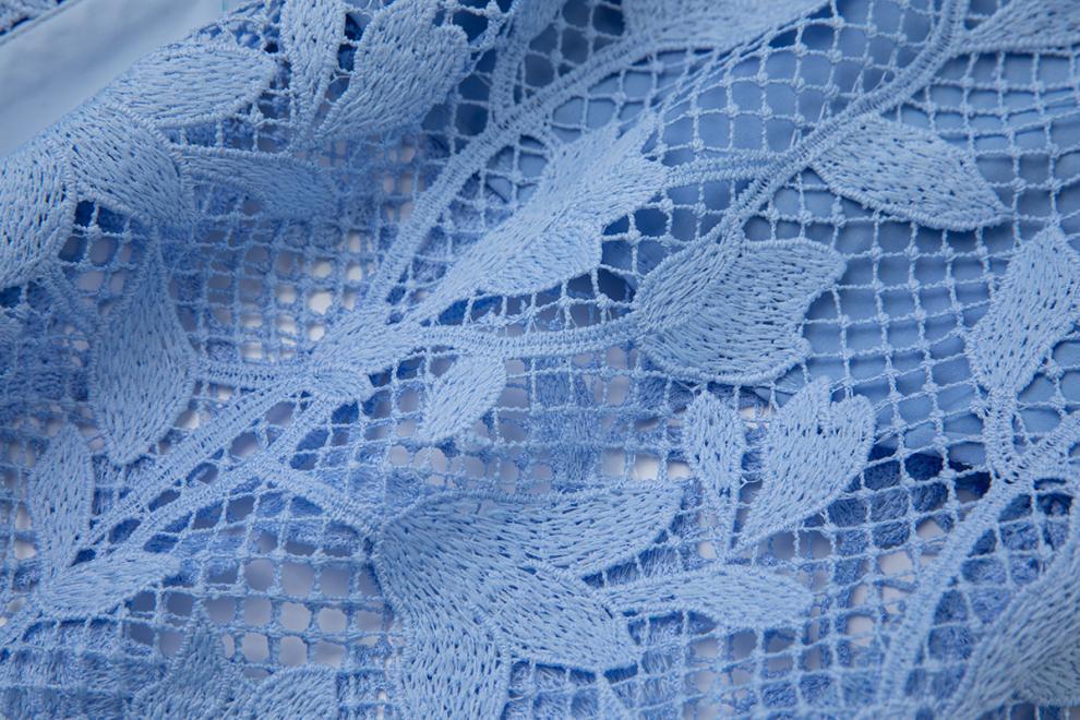 Sky Blossom Sleeveless Lace Midi Dress - 919430221311_BLUE