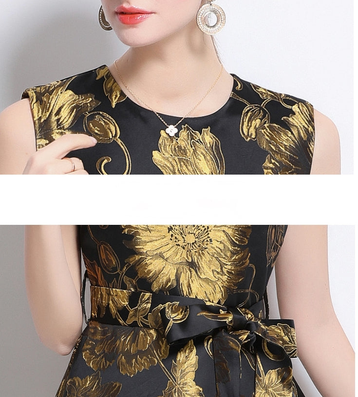Gilded Bloom Cocktail Dress - 904078506401_GOLD