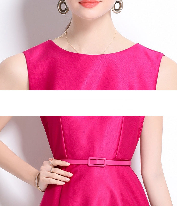 Vibrant Fuchsia A-Line Midi Dress