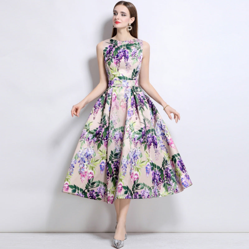 Lavender Cascade Floral Dress
