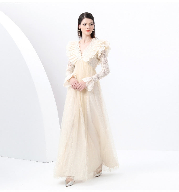 Apricot Reverie Lace Gown