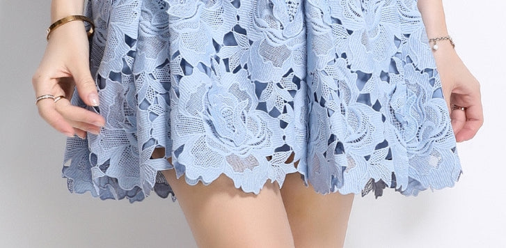 Sky Bloom Lace Mini Dress - 903026656127_BLUE